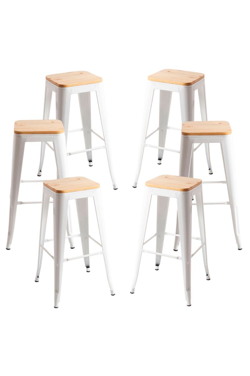 Pack 6 taburetes torix altos madera natural – conjunto completo