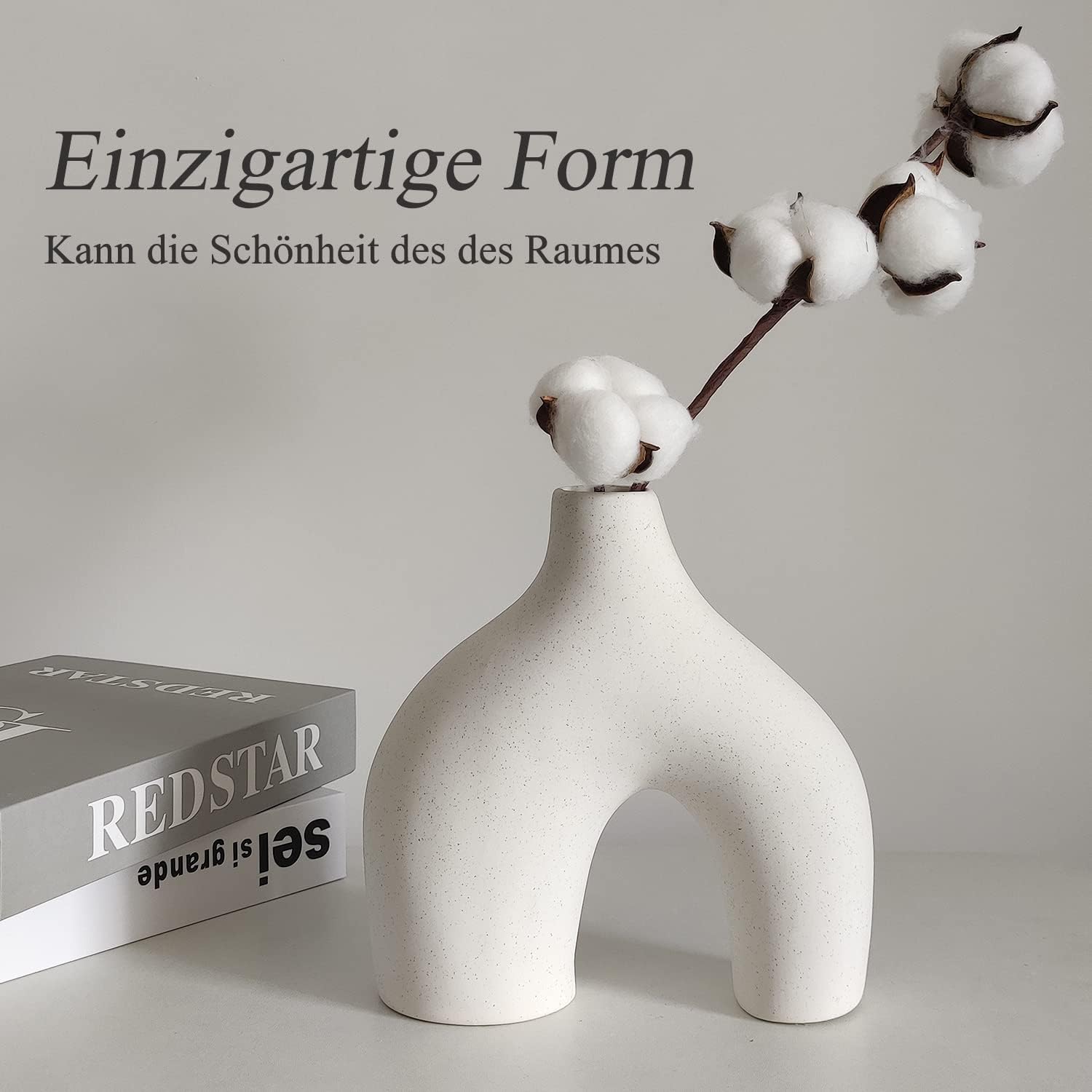 Ensemble de 2 vases en céramique blanche, décoration de style minimaliste moderne, vases parfaits pour salon, mariage, bureau et chambre - 3