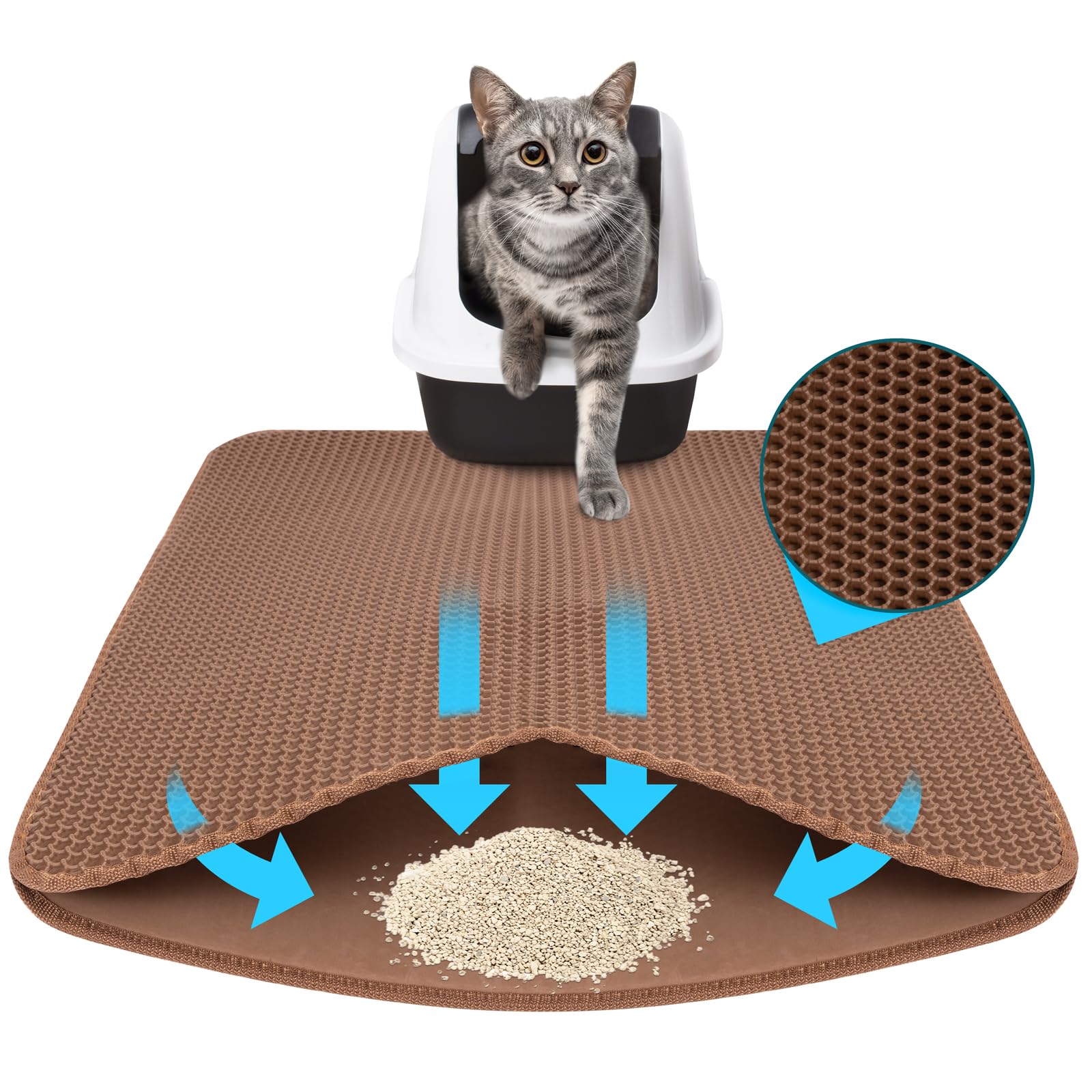 Tapis de Litière Pour Chat Double Couche Antidérapant Imperméable