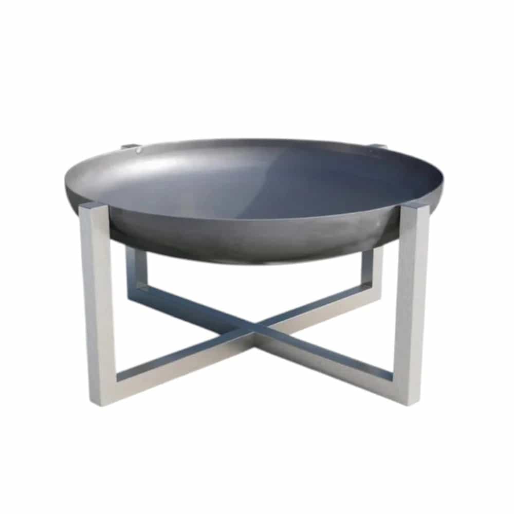 Brasero contemporáneo quadra con acabado en acero inoxidable