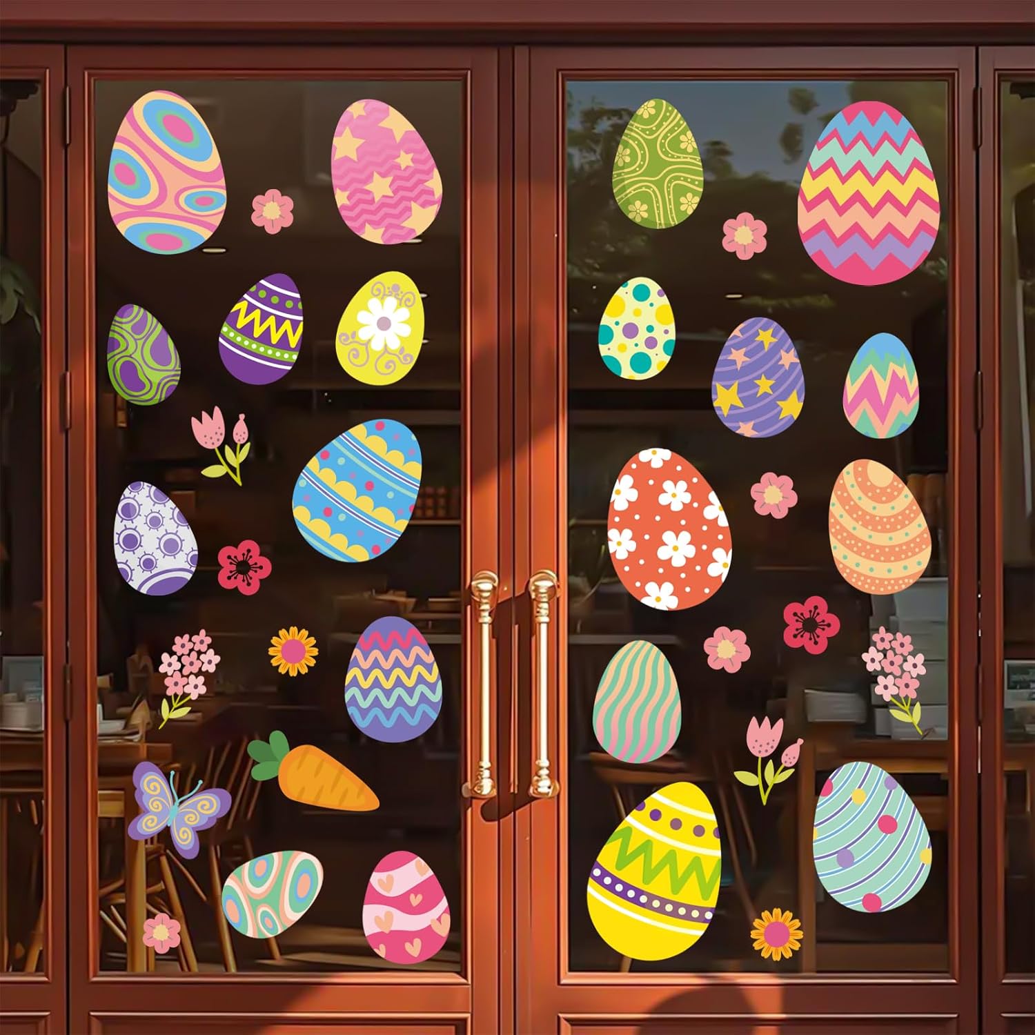 1set Stickers Fenetre Pâques Décorations de Pâques Autocollant Fenetre - 5