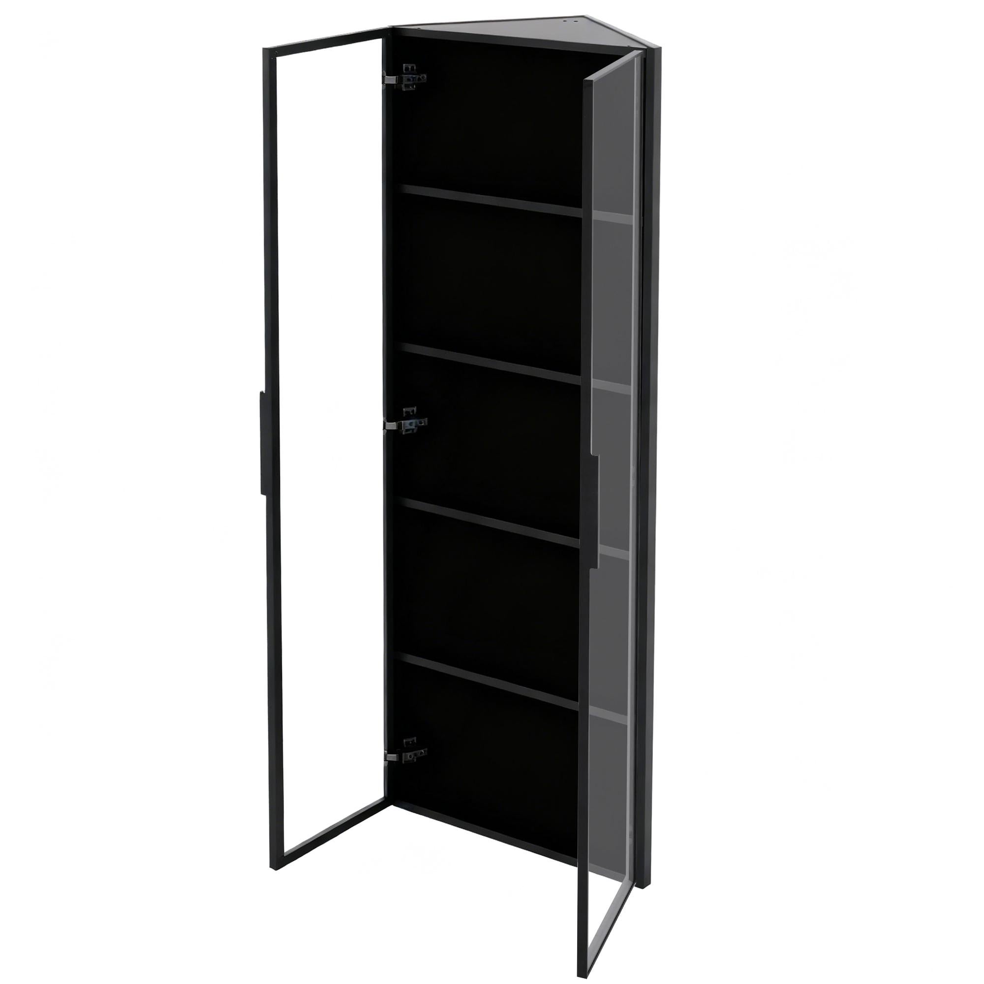 Vitrine LED en verre 62x35x160 cm avec éclairage intégré, verre trempé, étagères élégantes pour salon, bureau ou collection - 8