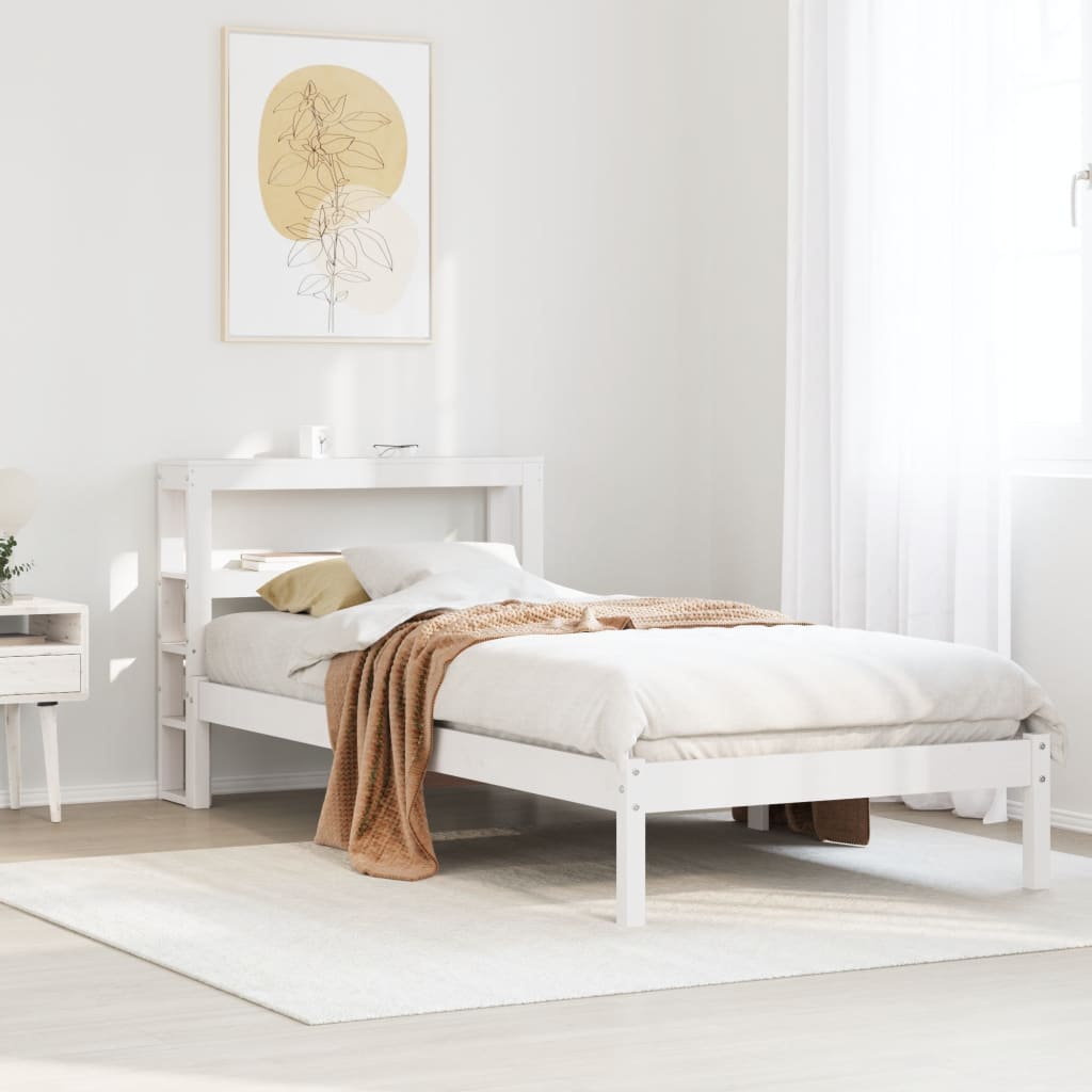 Rama łóżka bez materaca, biała, 75x190 cm, lite drewno sosnowe vidaXL