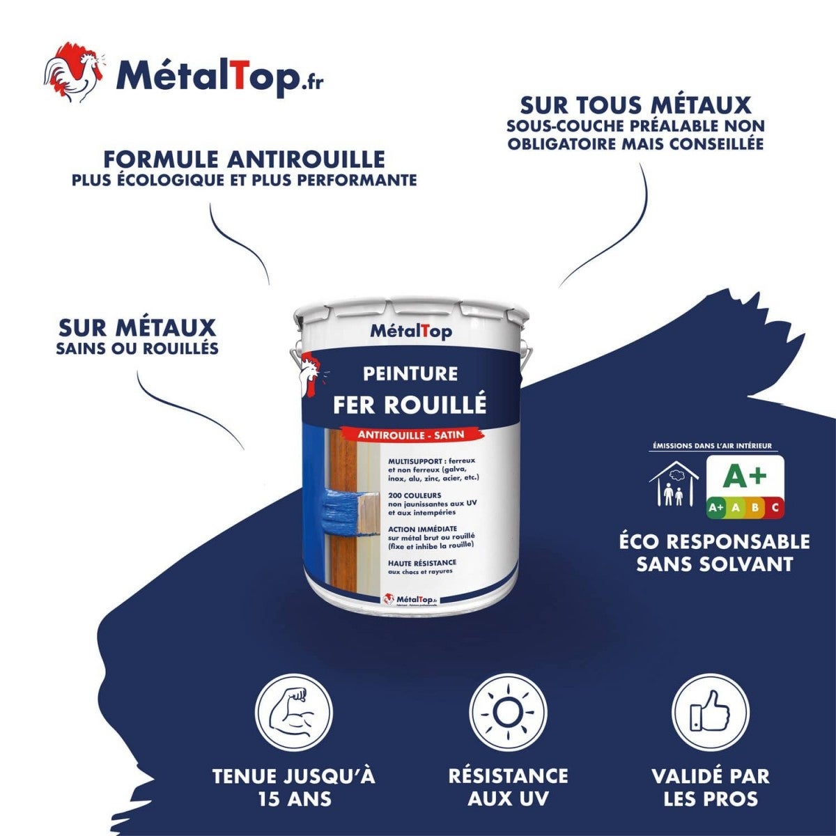 Peinture Fer Rouille - Metaltop - Jaune citron - RAL 1012 - Pot 5L - 4