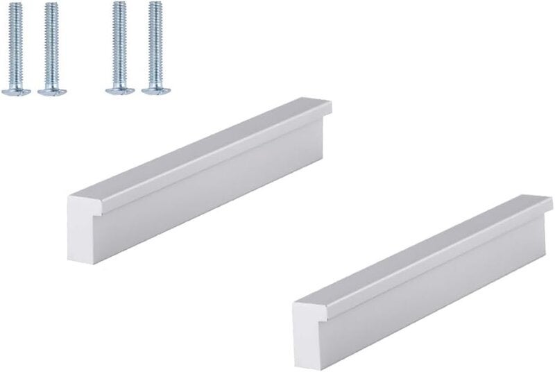 Pereche de mânere tip bară din aluminiu argintiu, mânere pentru dulapuri de bucătărie și mânere pentru sertare