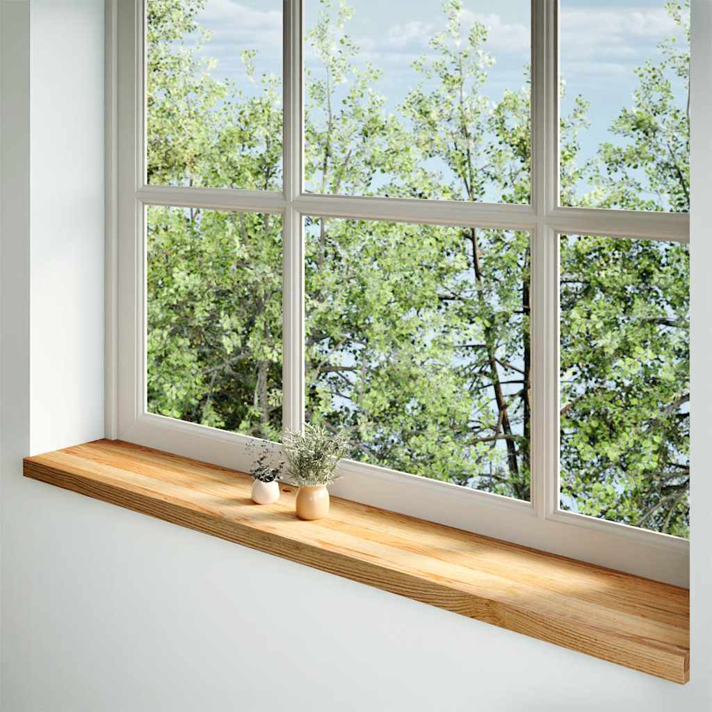 Pack 2 uds alféizares de ventana | repisa de ventana madera maciza roble marrón claro cfw64647