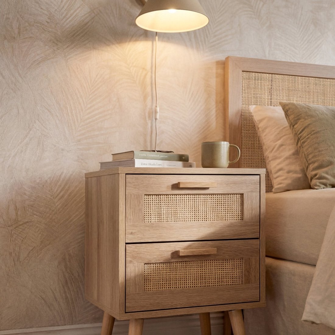 Packs 2 mesitas de noche efecto madera natural 40 x 56 cm - 6