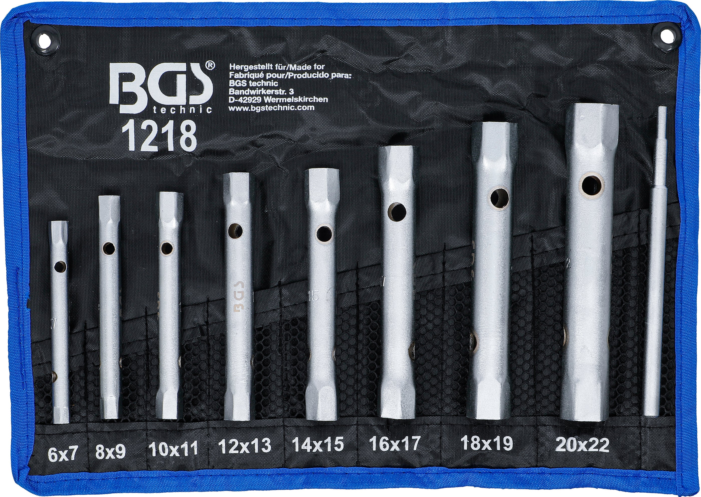 BGS 8-częściowy zestaw kluczy nasadowych rurowych 6 x 7 - 20 x 22 mm - 1218
