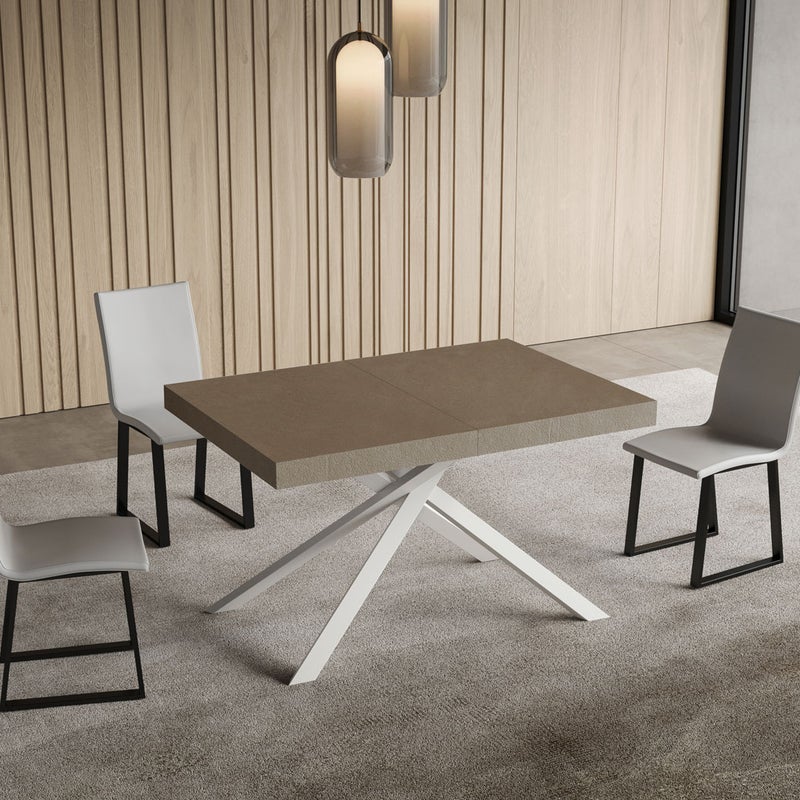 Stół rozkładany Niket gołębioszary 140/400x90 cm z białymi nogami