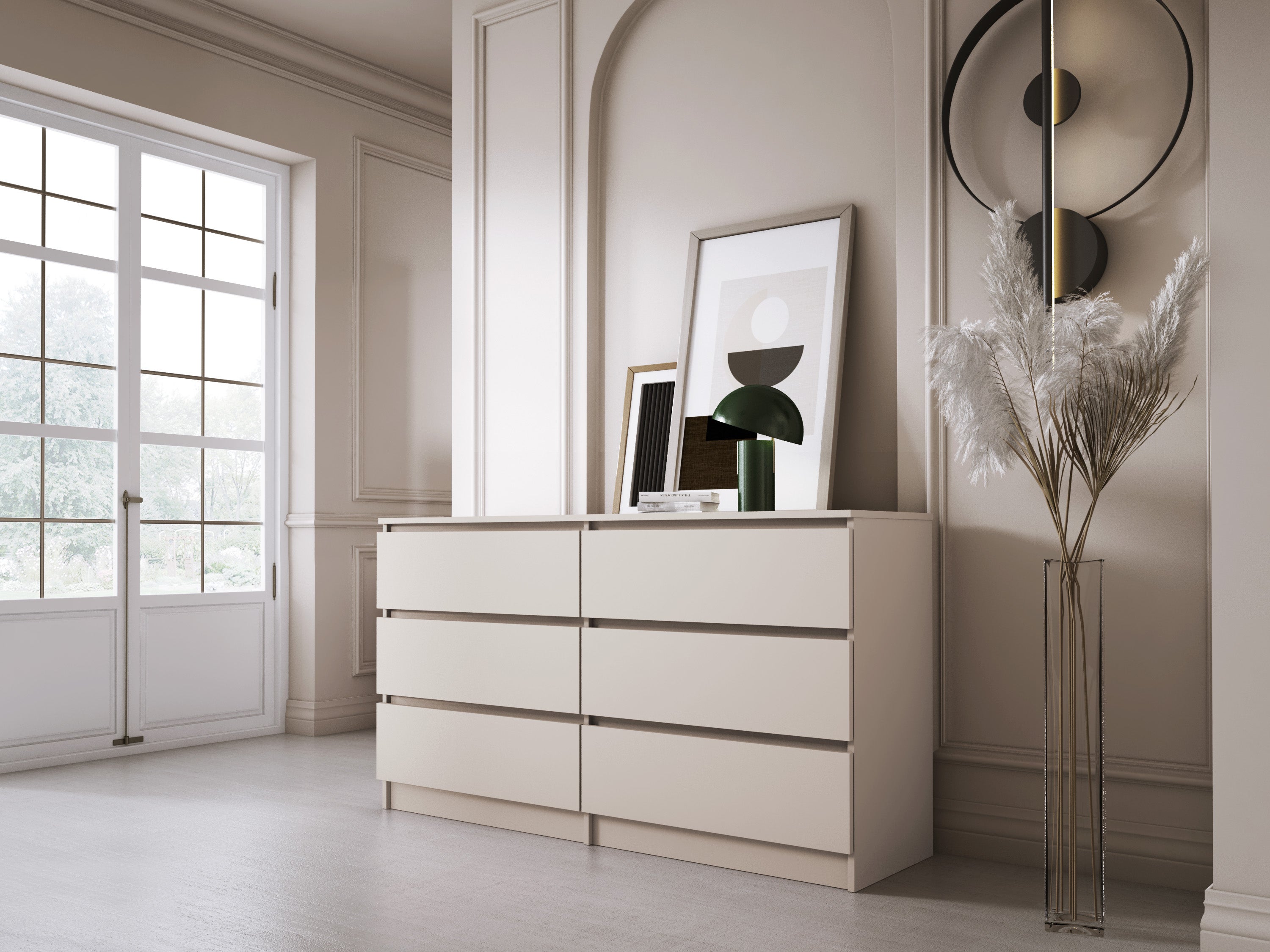 Commode 6 tiroirs, cachemire, 139 x 39 x 79 cm - 4