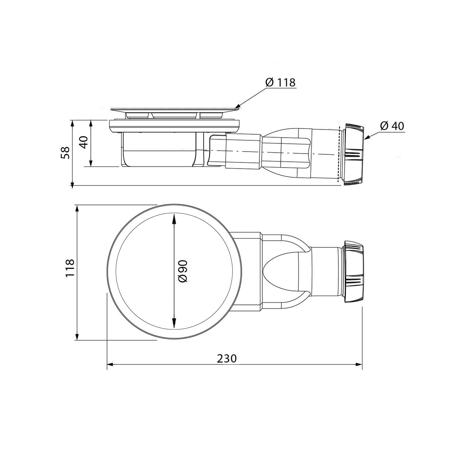 Bonde 90 mm pour bac à douche Blend - 2
