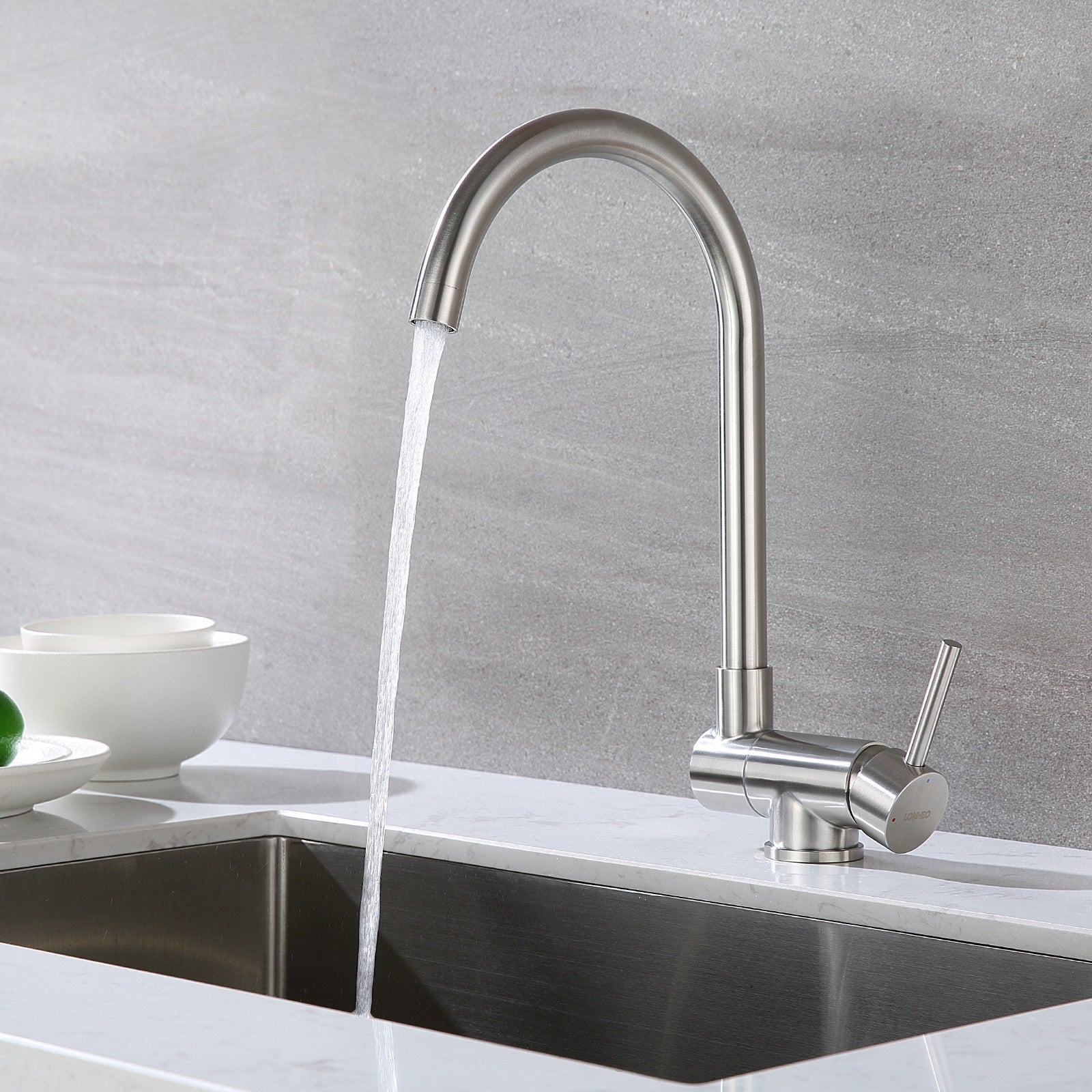 Lonheo Max Robinet de Cuisine Rabattable 2 Jets aux Choux, Mitigeur Evier Repliable en Inox devant Fenêtre, Robinet Évier Pivotant à 360º - 3