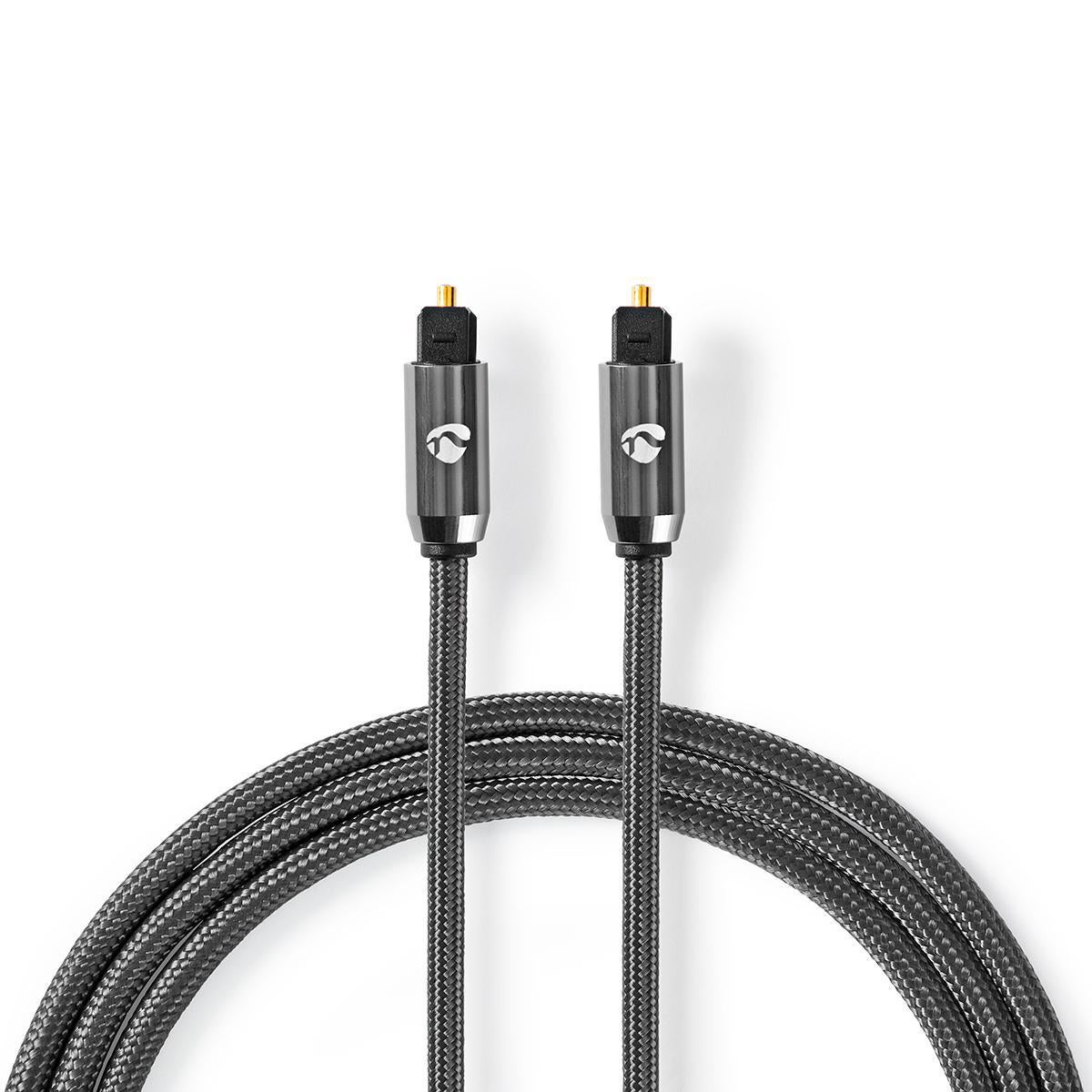 NEDIS Cavo Audio Digitale Ottico Toslink Maschio-maschio, 2 Metri, Rotondo, Nero