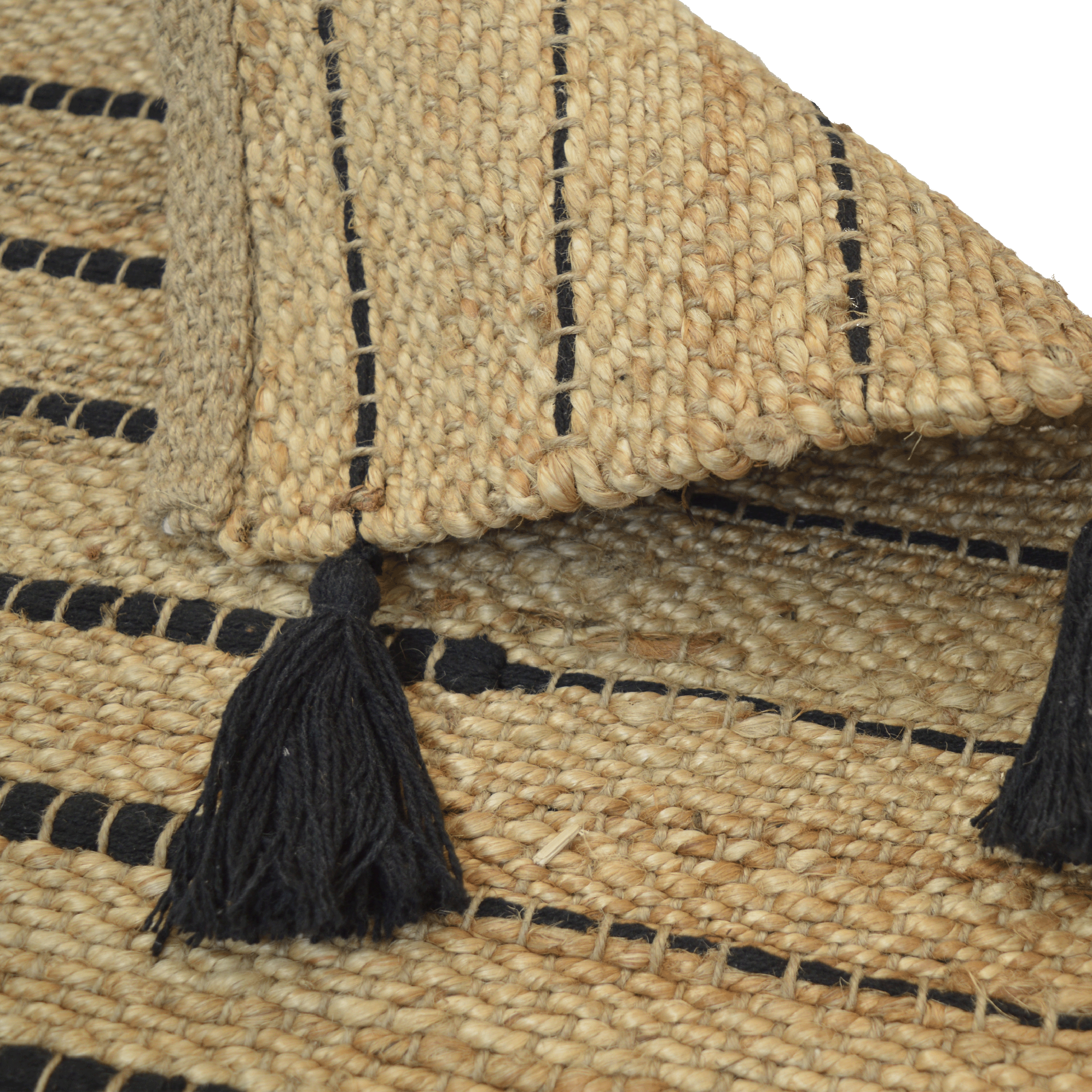 INSPIRE - Tapis ethnique en jute naturel tressé JIMMA - 60 x 110 cm - Beige et noir - 5