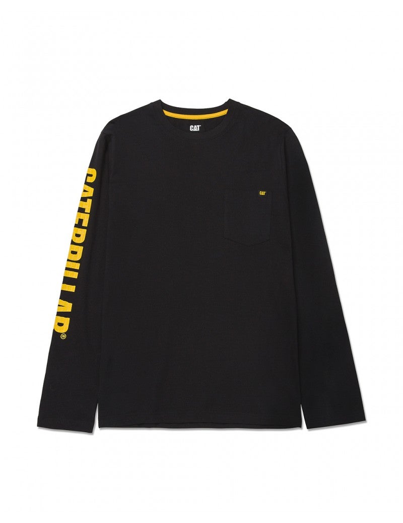 T-SHIRT LS TEE REPEAT BANNER NOIR/ JAUNE CATERPILLAR L