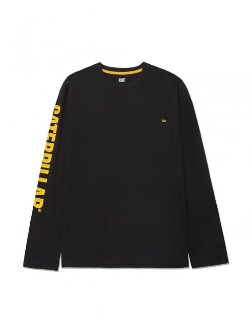 T-SHIRT LS TEE REPEAT BANNER NOIR/ JAUNE CATERPILLAR L