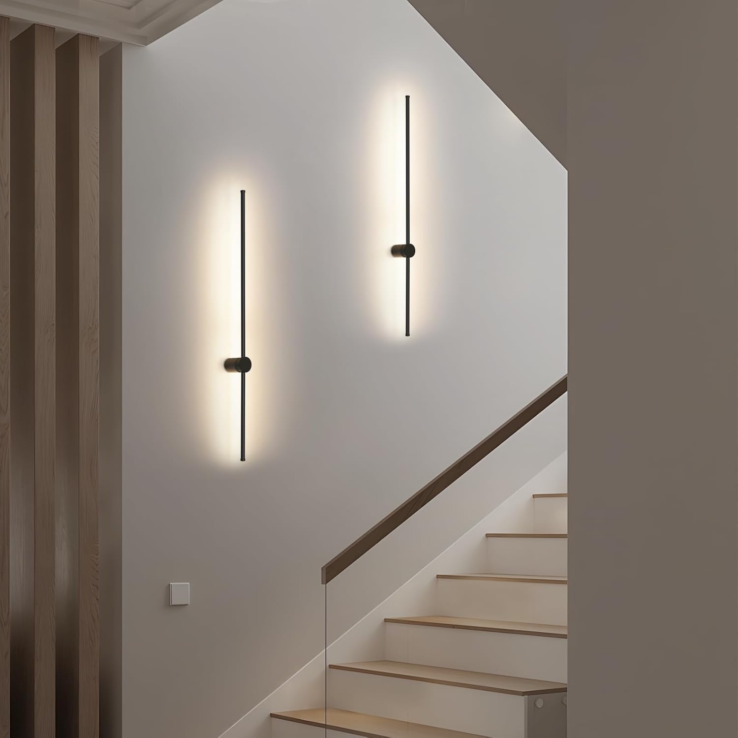 NETTLIFE Kinkiet LED 100cm Czarny, Nowoczesna Lampa Ścienna 3000K Ciepła Biel, Oświetlenie Pośrednie do Salonu Sypialni Przedpokoju Schodów Kuchni - 6