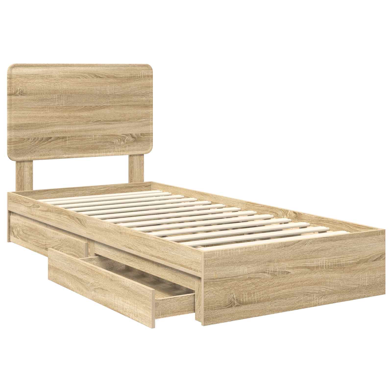 Lit de rangement chêne 75 x 190 cm panneau de bois - 5