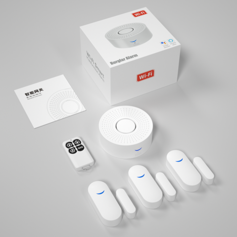 Kit alarme sécurité intelligente Tuya WiFi, détecteur porte-fenêtre multifonction, compatible Google Assistant et assistant vocal - 2