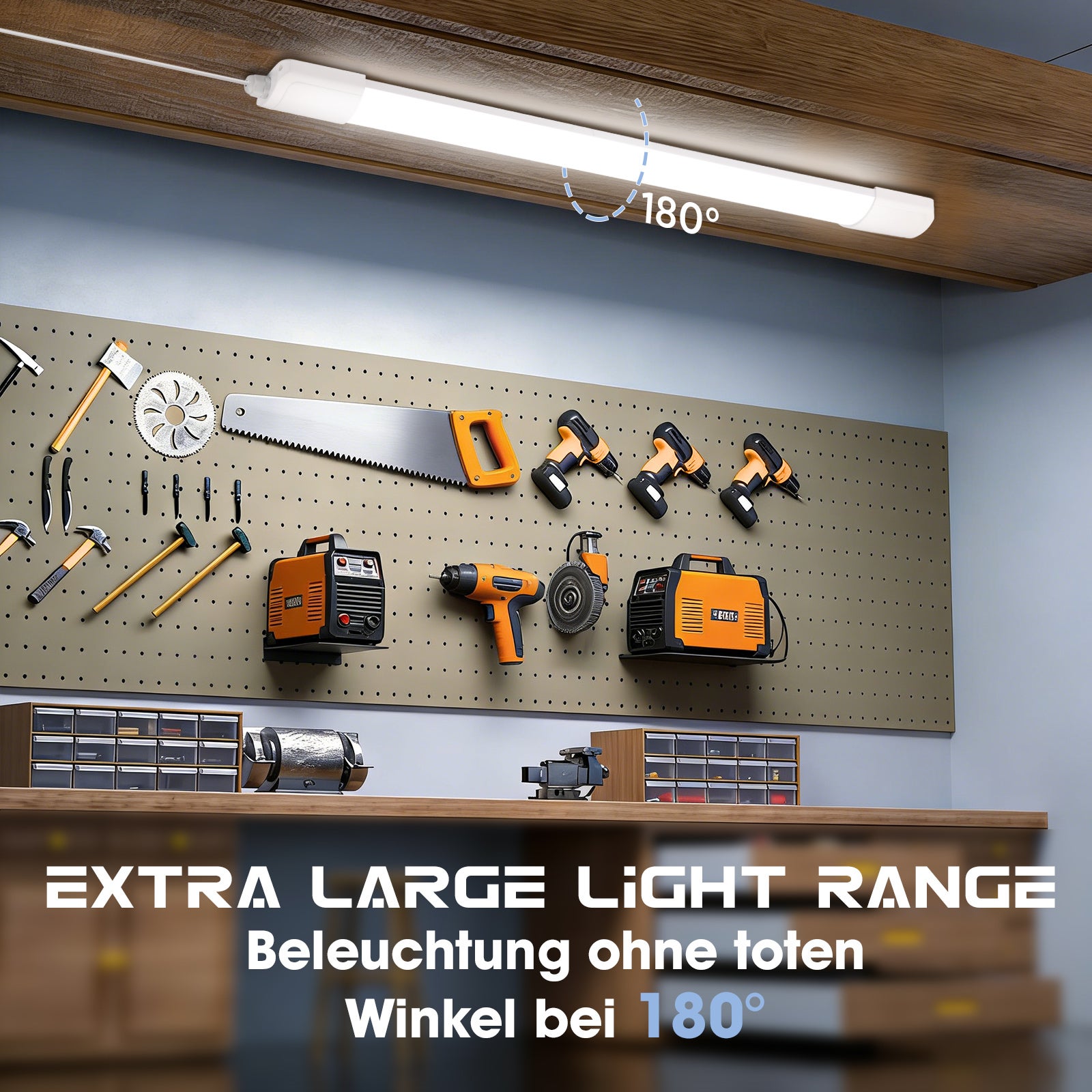 LOVHAUS 2 Sztuki Oprawa Garażowa LED Wodoszczelna 60CM IP65, Oprawa LED 20W 2200LM, Rurka LED 4000K Biały Neutralny Do Piwnicy Biura Fabryki - 5