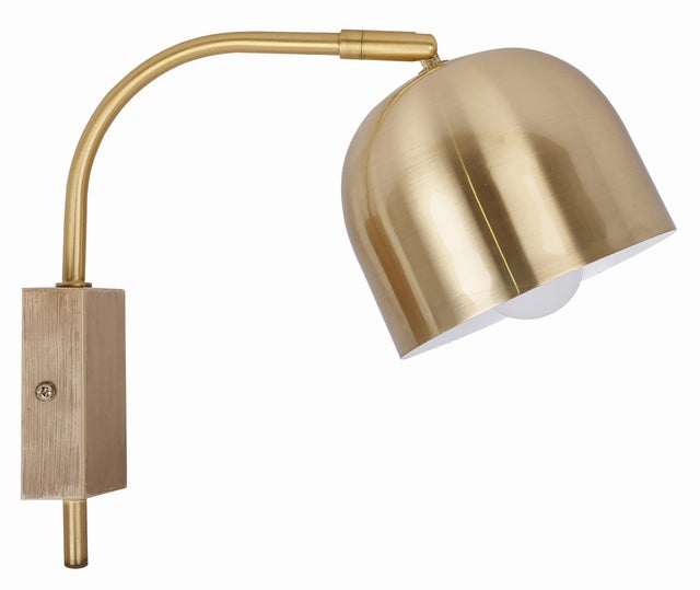 Kinkiet ścienny Rupi mosiądz-złoty-jasne drewno 1xE27x40W wym: 22 x 27 x 12 cm metal IP20 Candellux