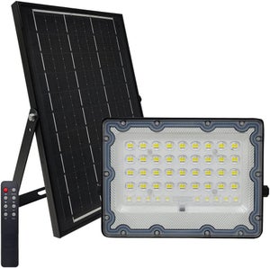 Projecteur Solaire Dimmable 100W avec Télécommande, Spot Extérieure IP65, Panneau solaire 10W, Lumière blanche 5700K