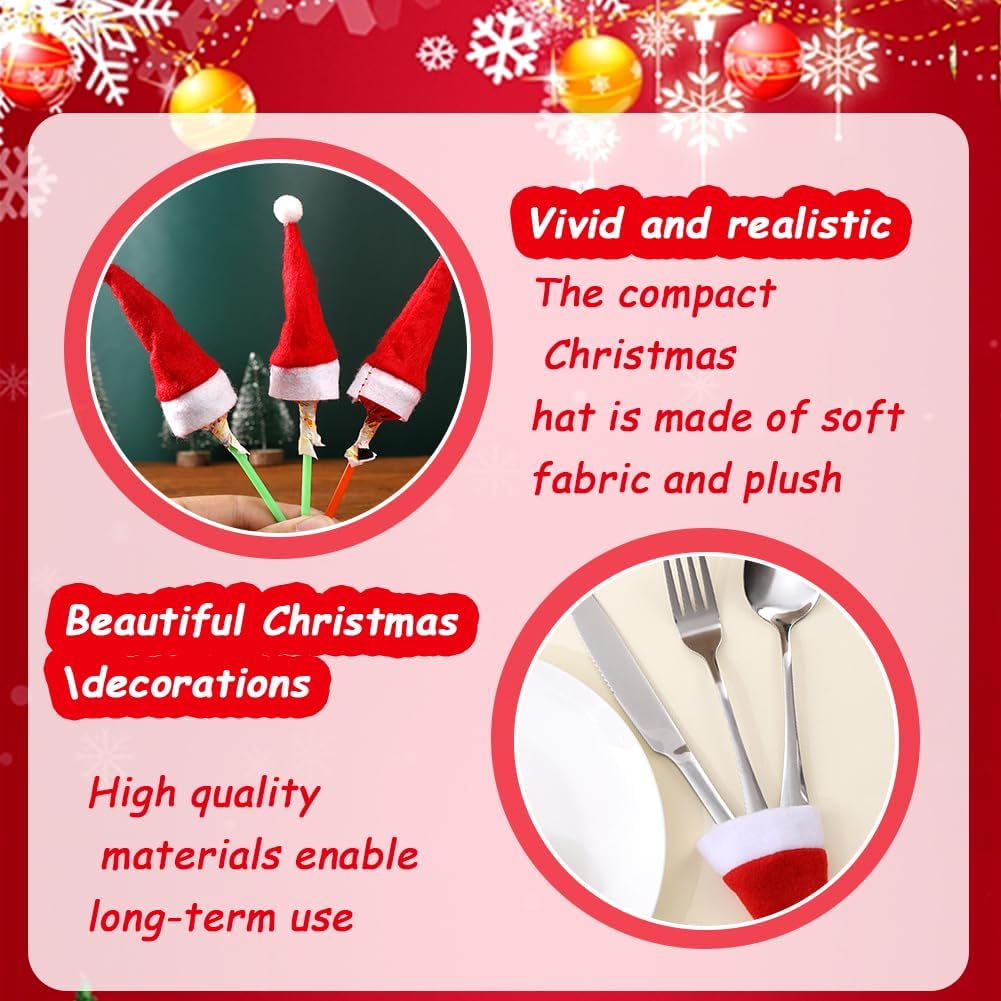 Petit Sujet De Noel Amabro Lot De 20 Mini Chapeaux Et Écharpes De Noël Tricotés Pour Travaux Manuels, Décorations Miniatures, Sapin, Loisirs Créatifs, Bonhomme De Neige (Rouge Mini Pere Noel