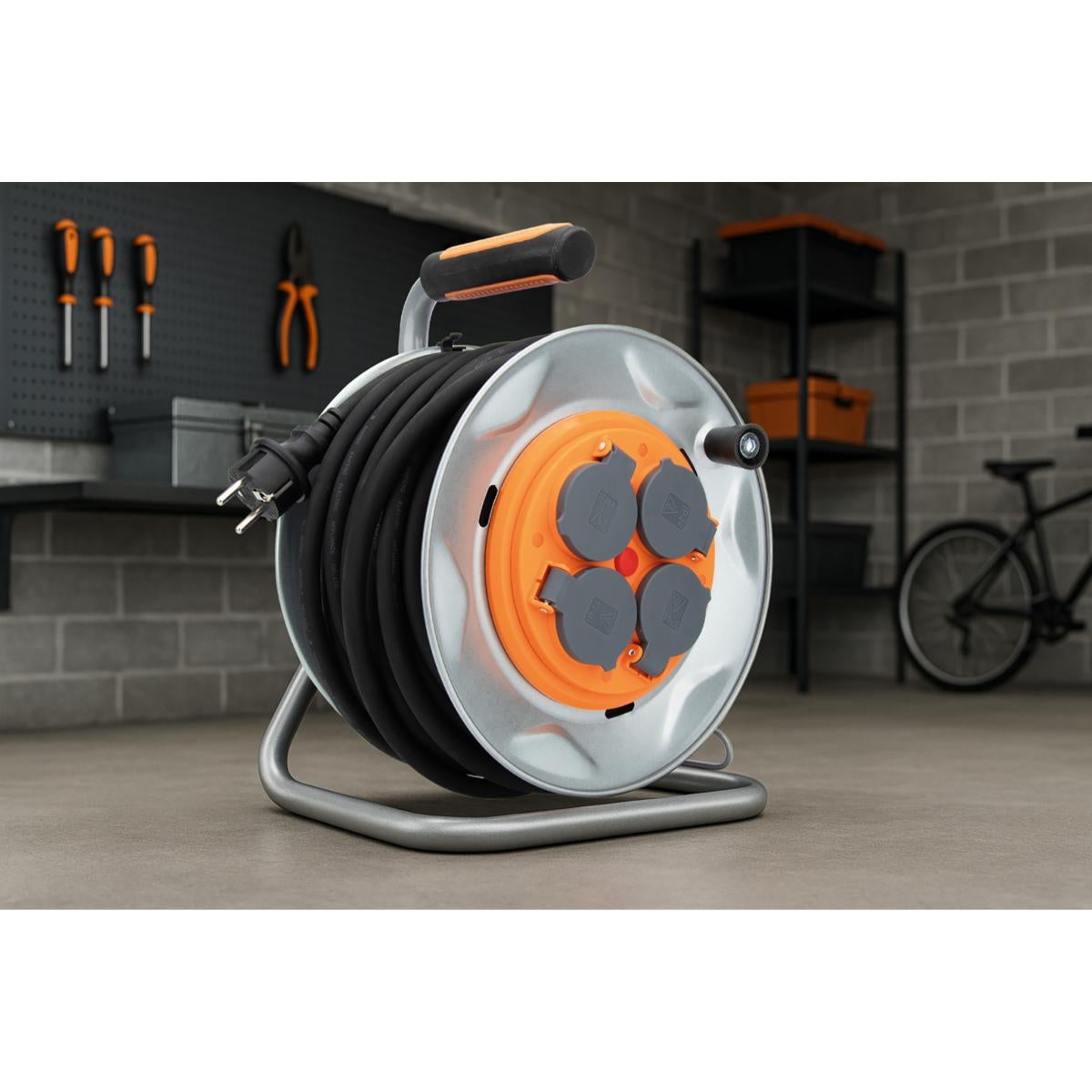 Enrouleur de chantier IP44 4 prises 16A 3G2,5mm² 25m - orange - Zenitech - 4