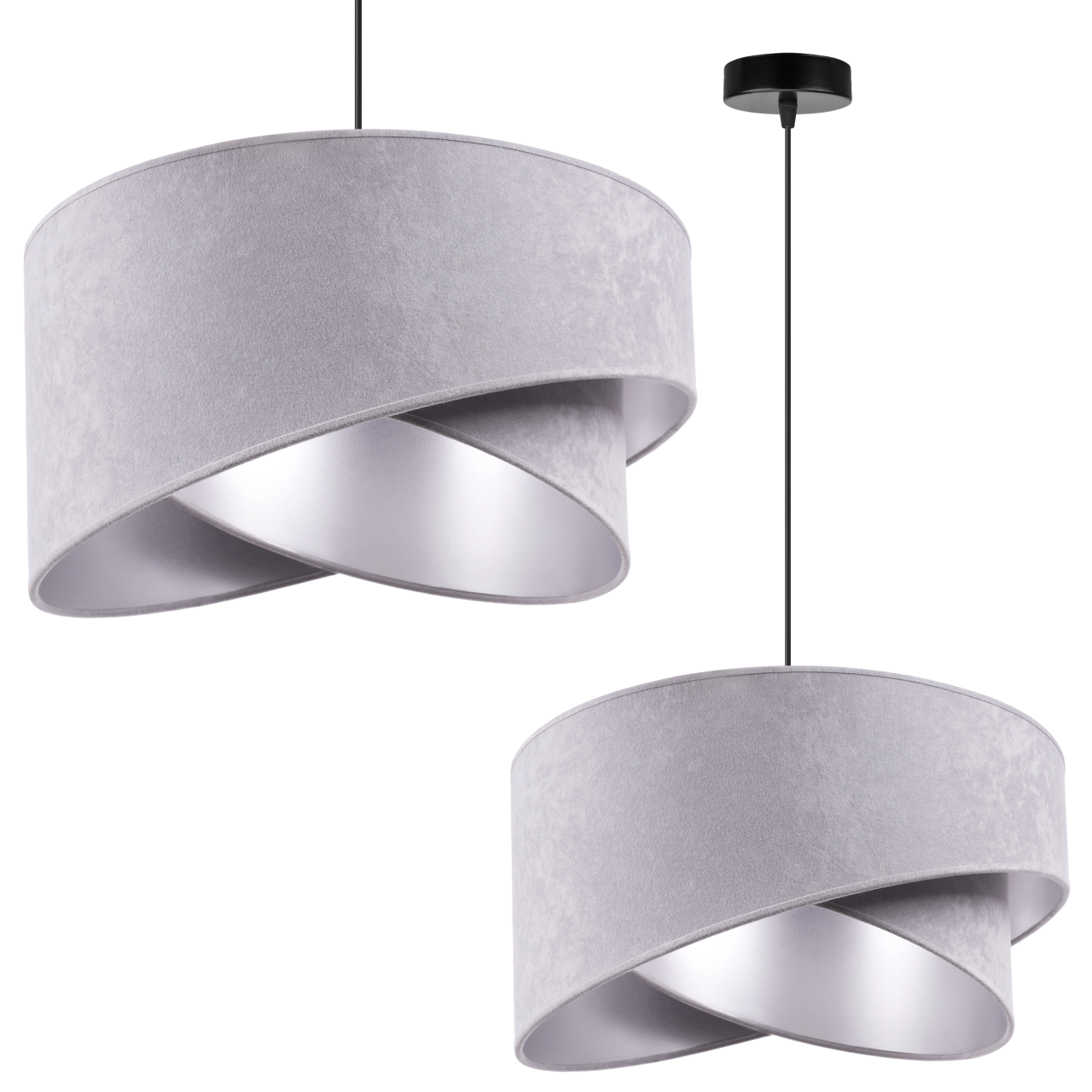 Lampa sufitowa wisząca Mediolan glam 1xE27 abażur asymetryczny owalny srebrny Light Home LH