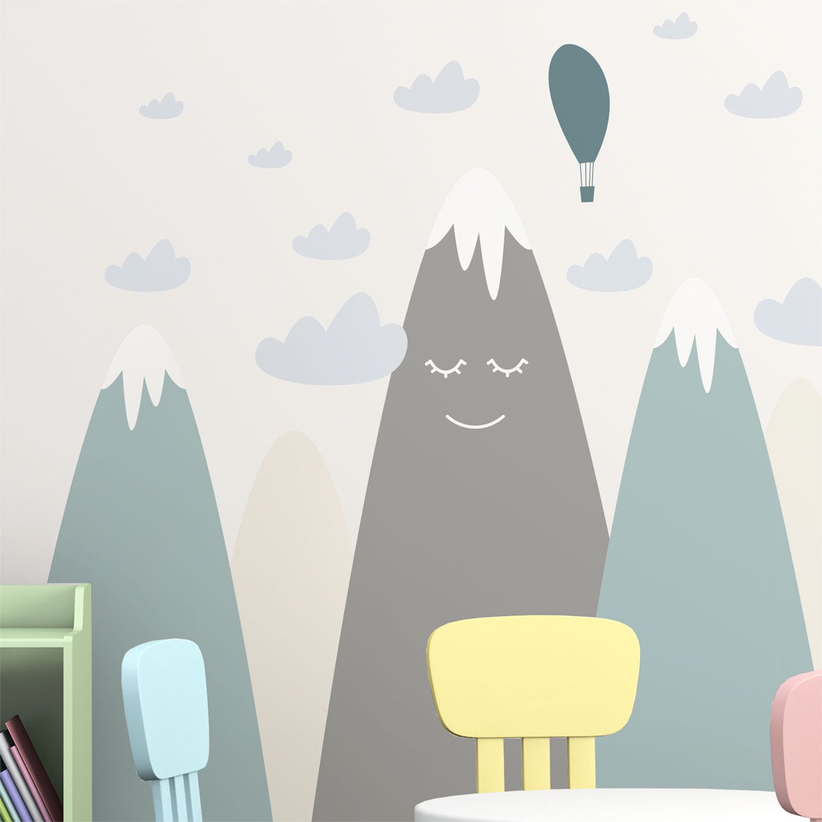 Vinilo niño escandinavo de montaña ayaka - adhesivo de pared - revestimiento sticker mural decorativo - 100x150cm - 5