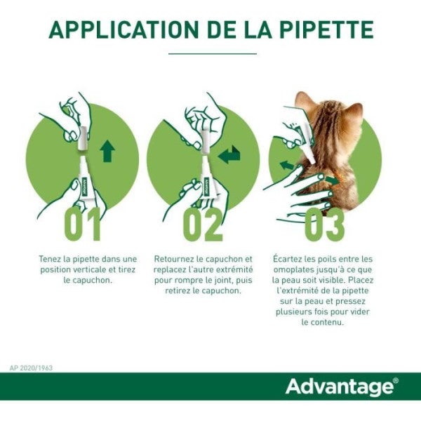ADVANTAGE 40 - 4 pipetas antiparasitárias - Para gatos e coelhos com menos para 4 kg - 2