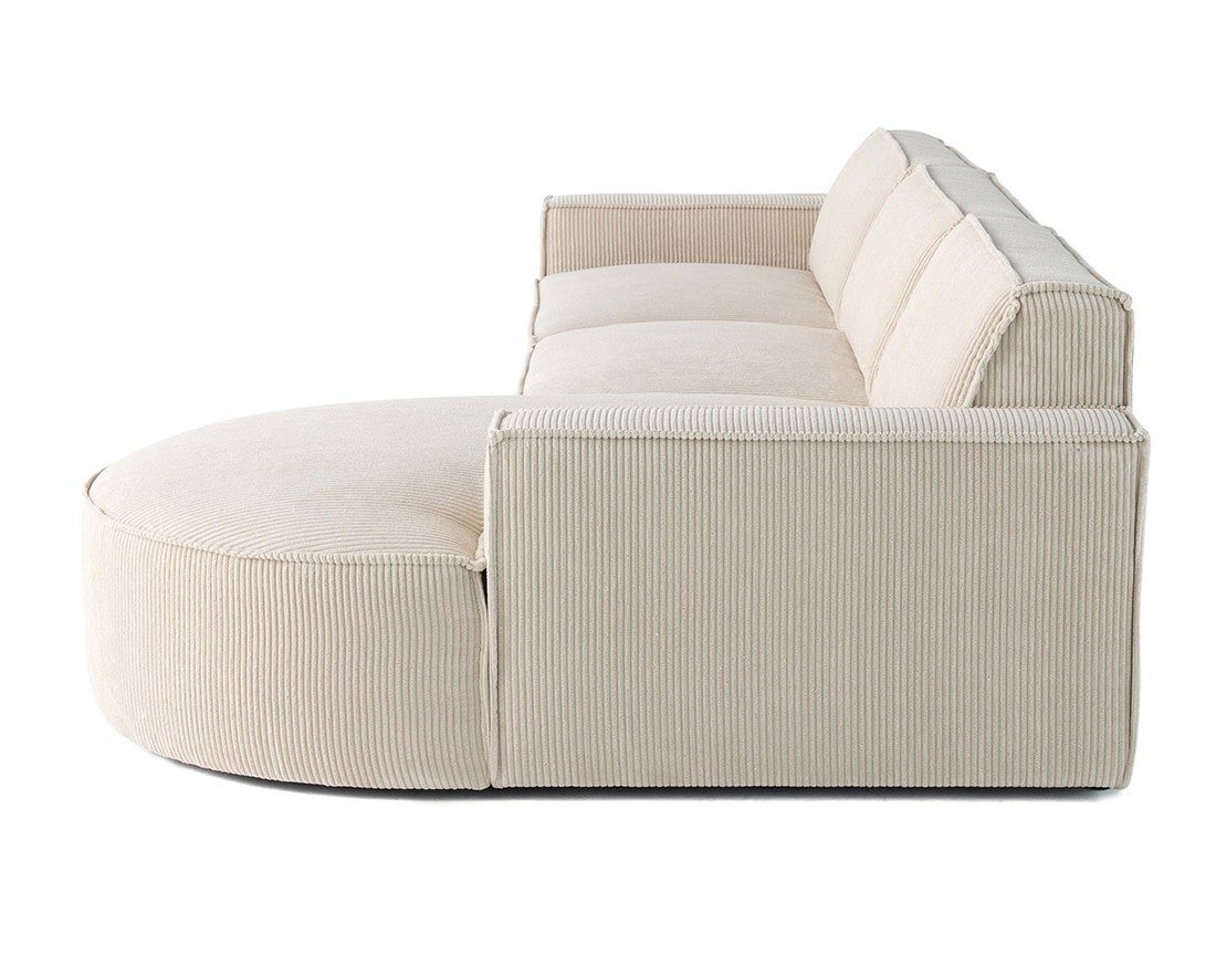 canapé d'angle droit - 5 places - en velours côtelé - 3