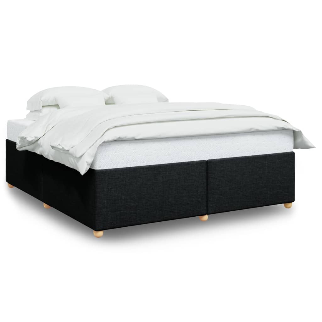 Cadre de lit sans matelas noir 200 x 200 cm tissu - 2