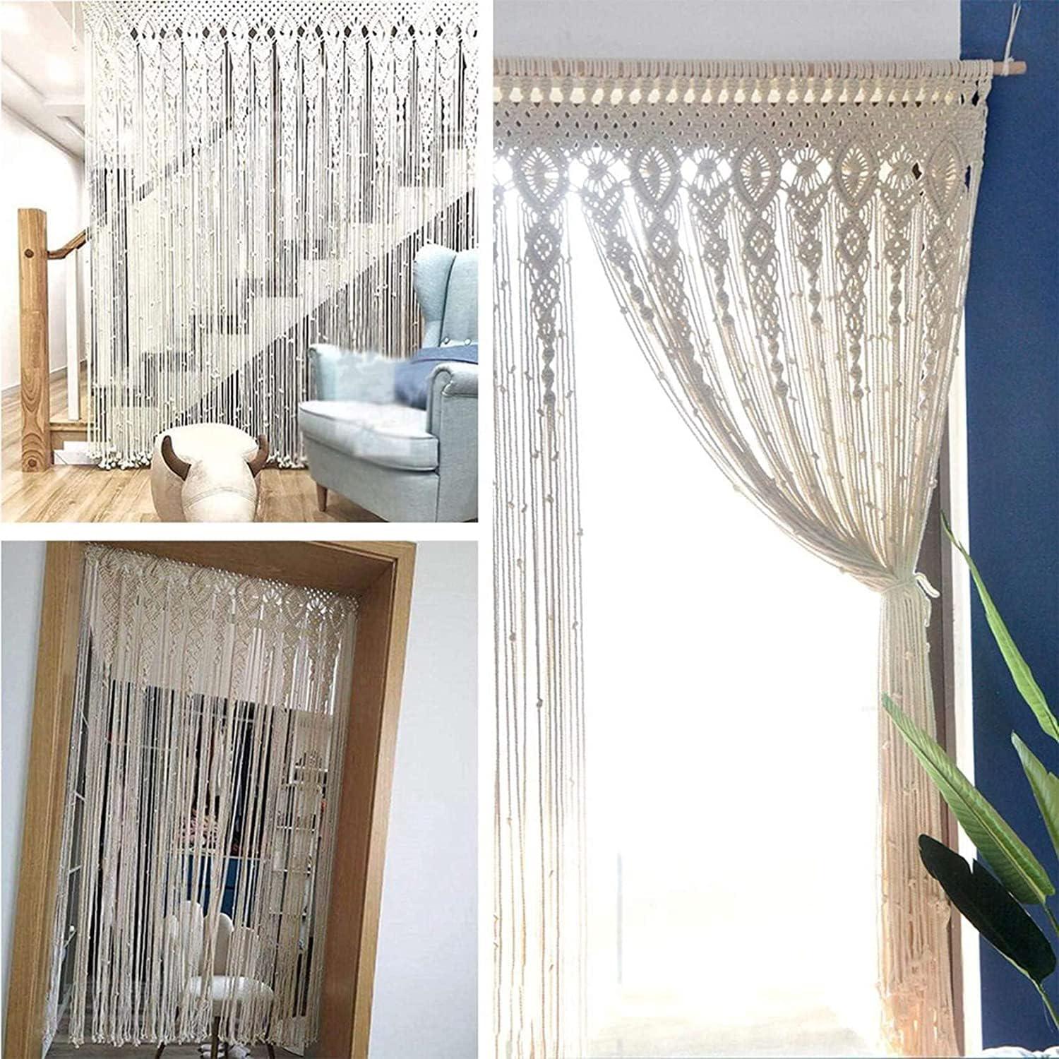 Tapisserie Murale en Macramé, Tapisserie Tissée, Décoration Murale Bohème pour Séparateur d'espace, Fenêtre, Rideau de Porte, Mariage, 100x200cm - 5
