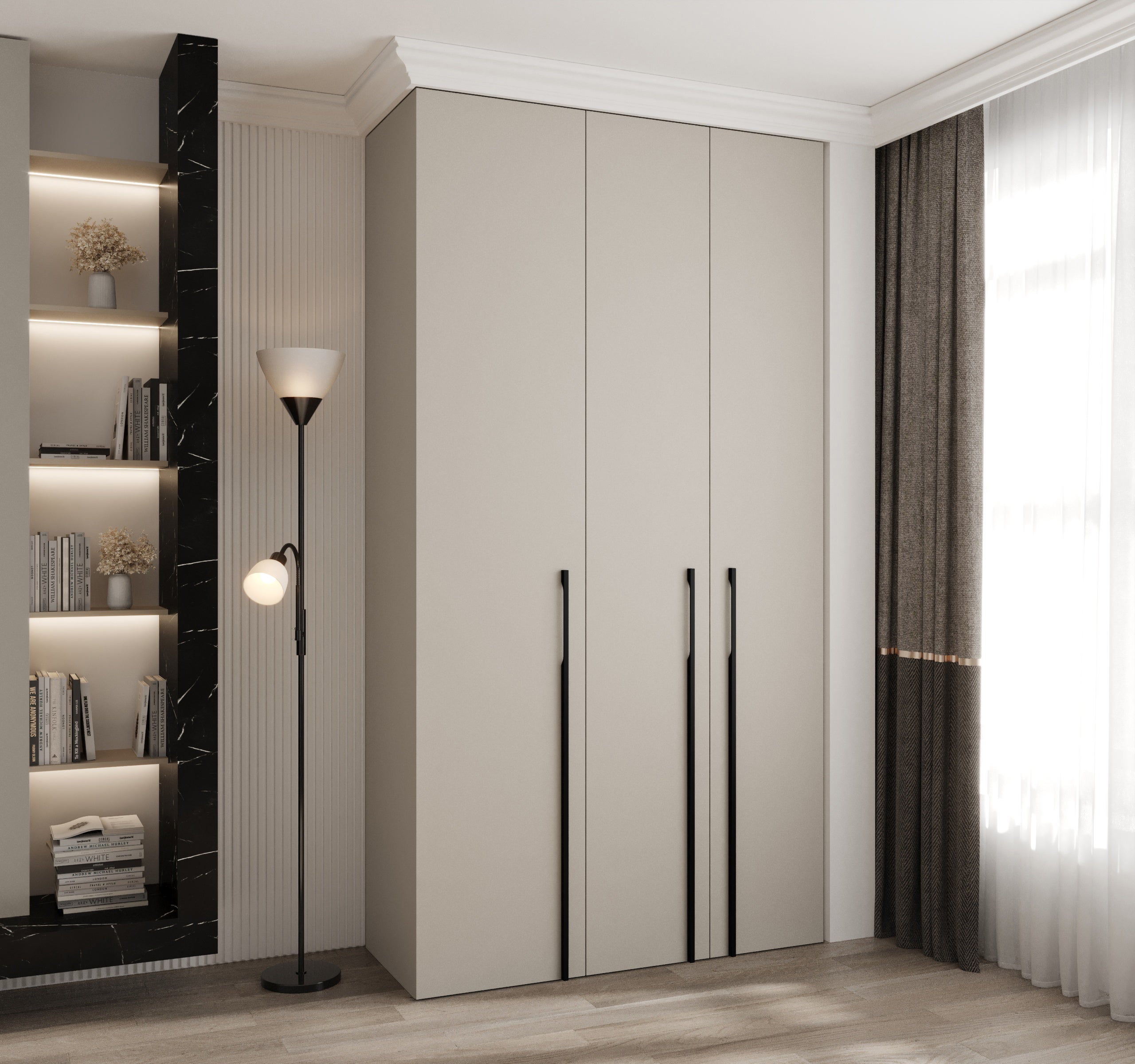 Szafa uchylna otwierana wysoka Como 3 130 x 50 x 245,5 cm kaszmir + u. czarny Abiks Meble - 2