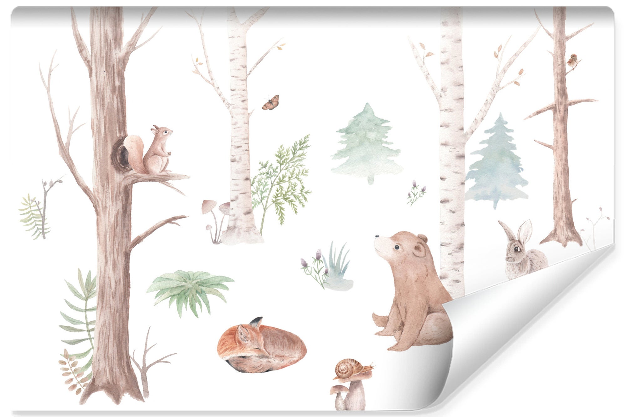 Vlieseline Papier Peint Photo ANIMAUX De La Forêt Arbres Pour Chambre