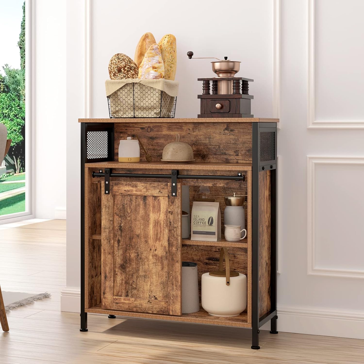 Armario de cocina con puerta corredera para cocina, salón o estudio, 70 x 30 x 80 cm, marrón.