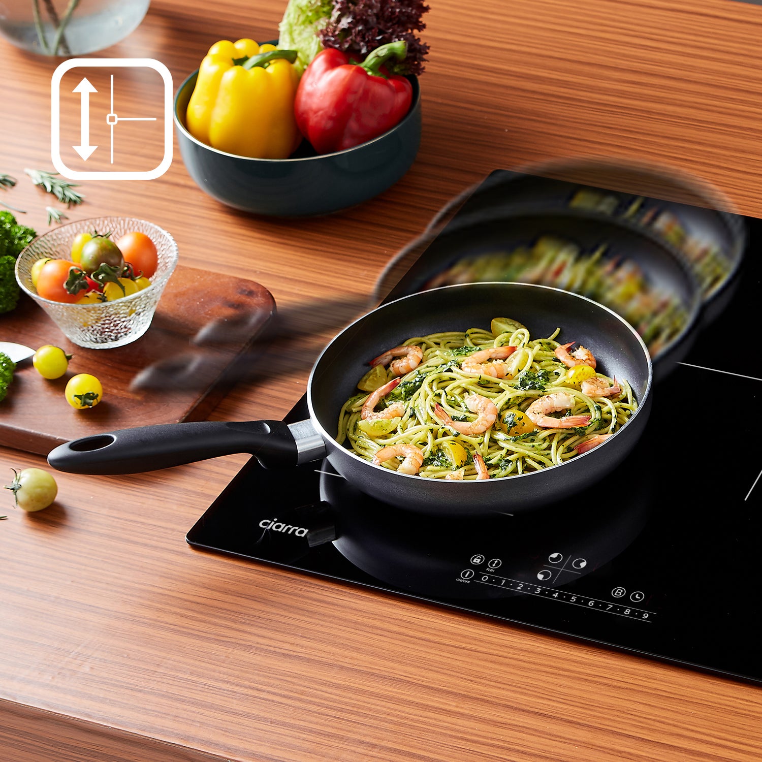 CIARRA 6500W Placa de inducción 3 fuegos Función Boost y Zona Flex 59cm CD3BFBIH - 4