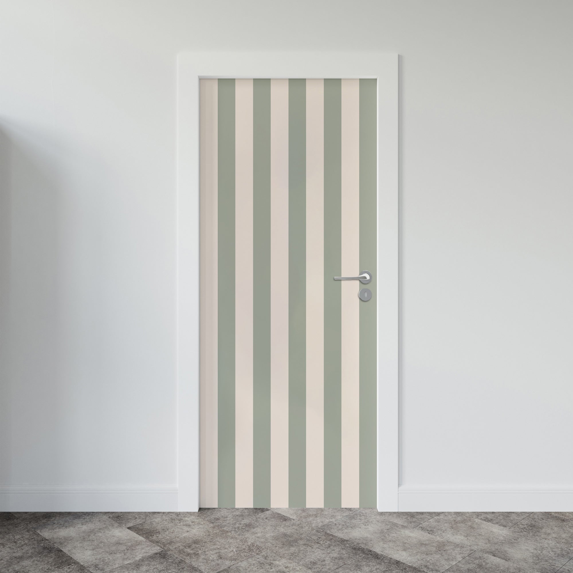 Vinilo para puerta, rayas verdes, rayas verdes y blancas, 204 cm x 60 cm