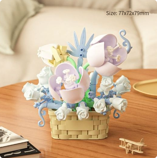2 Ensemble de blocs de construction miniatures pour jeunes adultes, mini fleurs artificielles, blocs de construction adaptés aux anniversaires - 2