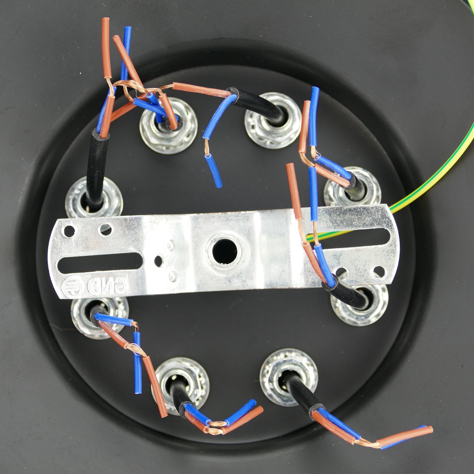 Lampadario a sospensione con gabbia lunga E27 8 lampadine 3m cavo nero - 5