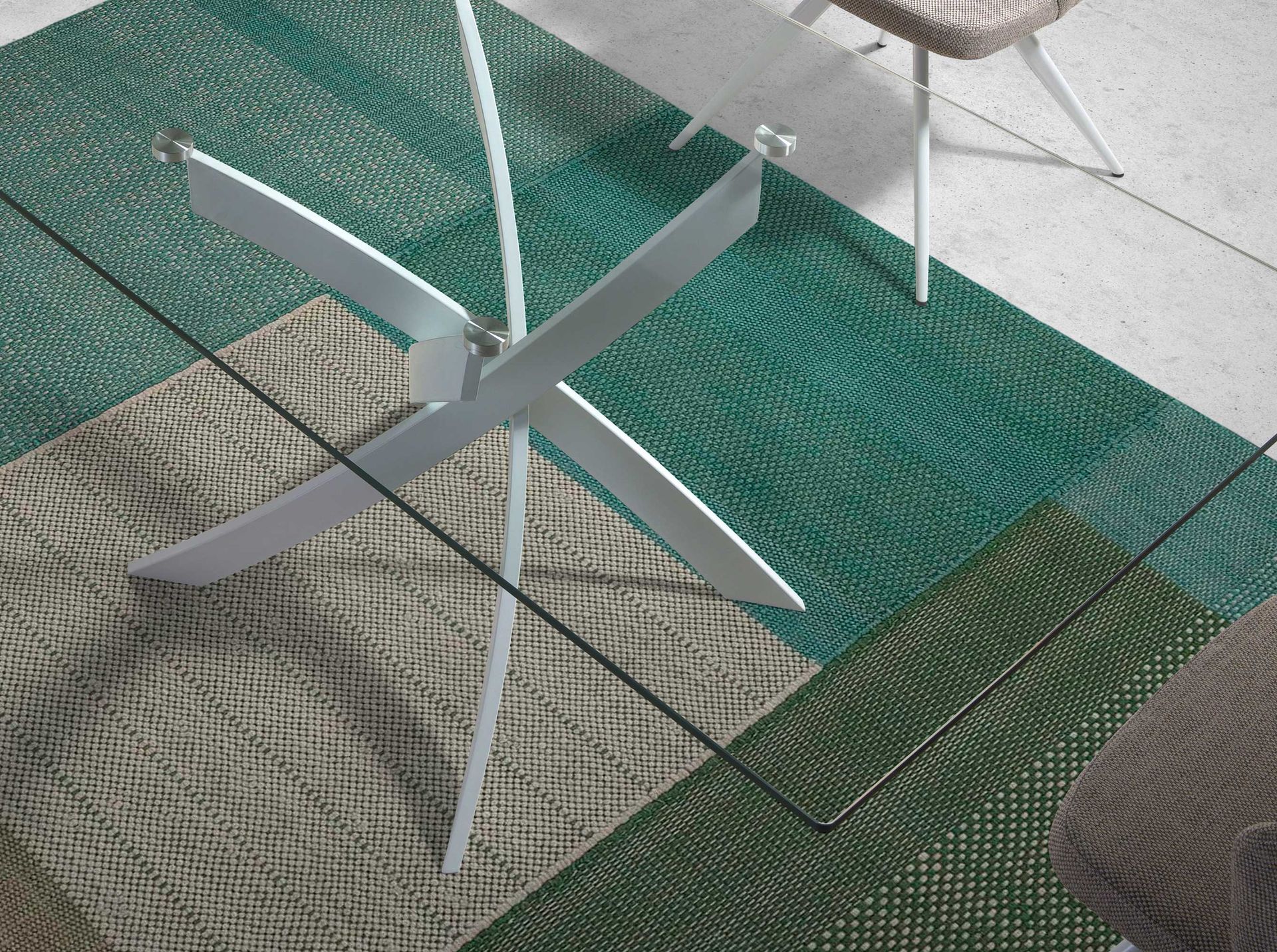 Mesa comedor rectangular cristal templado y acero blanco 160 x 95 x 75 - 5
