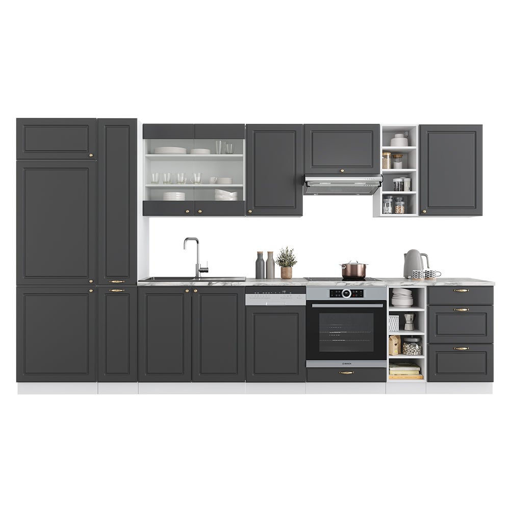 Cuisine Fame-Line Vicco 355 Cm – Style Rustique Chêne Anthracite Or (neuf)