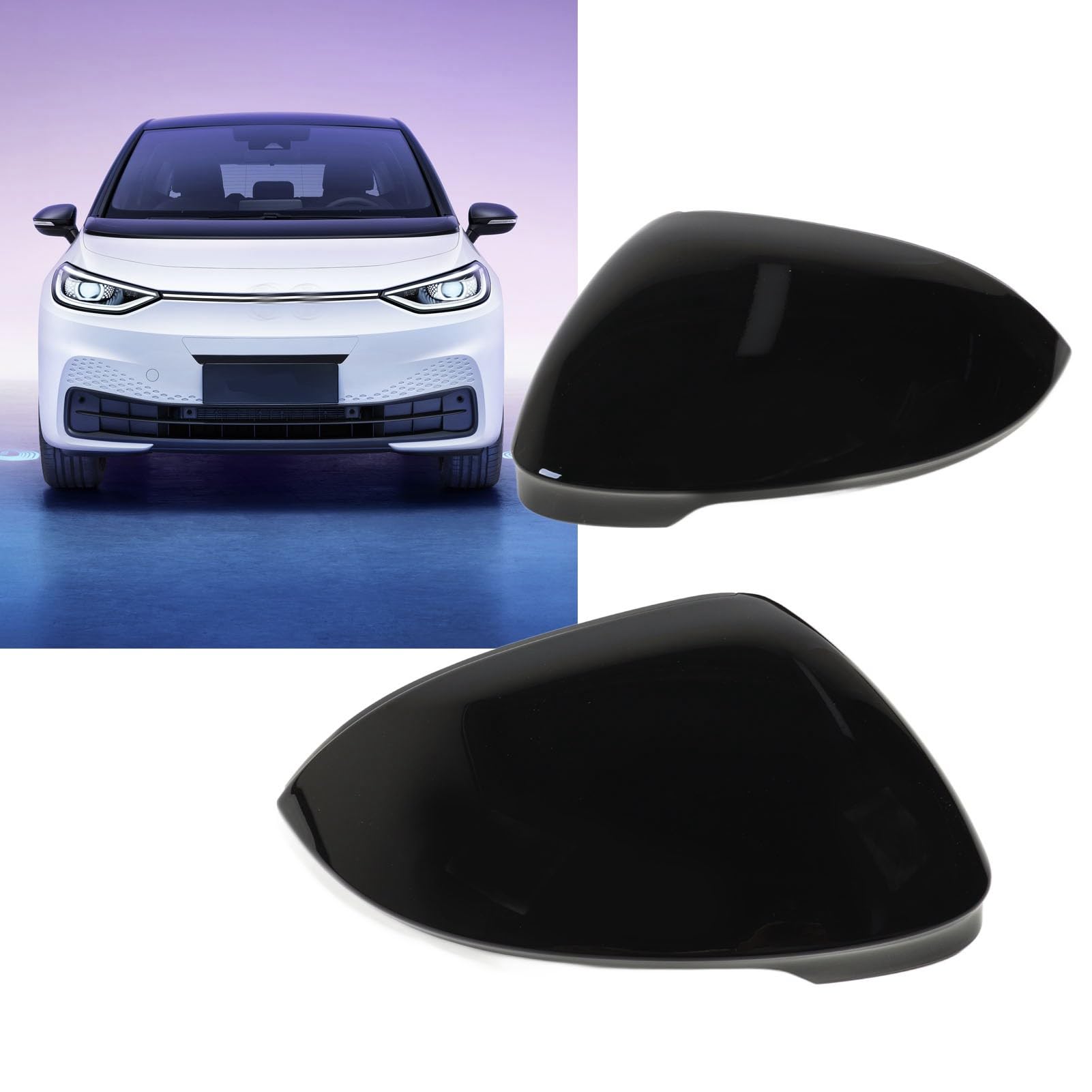 pezzi Copri specchietto retrovisore nero brillante con texture liscia Tappo specchio laterale per porta Adatto per Mk8 2020+ - 2