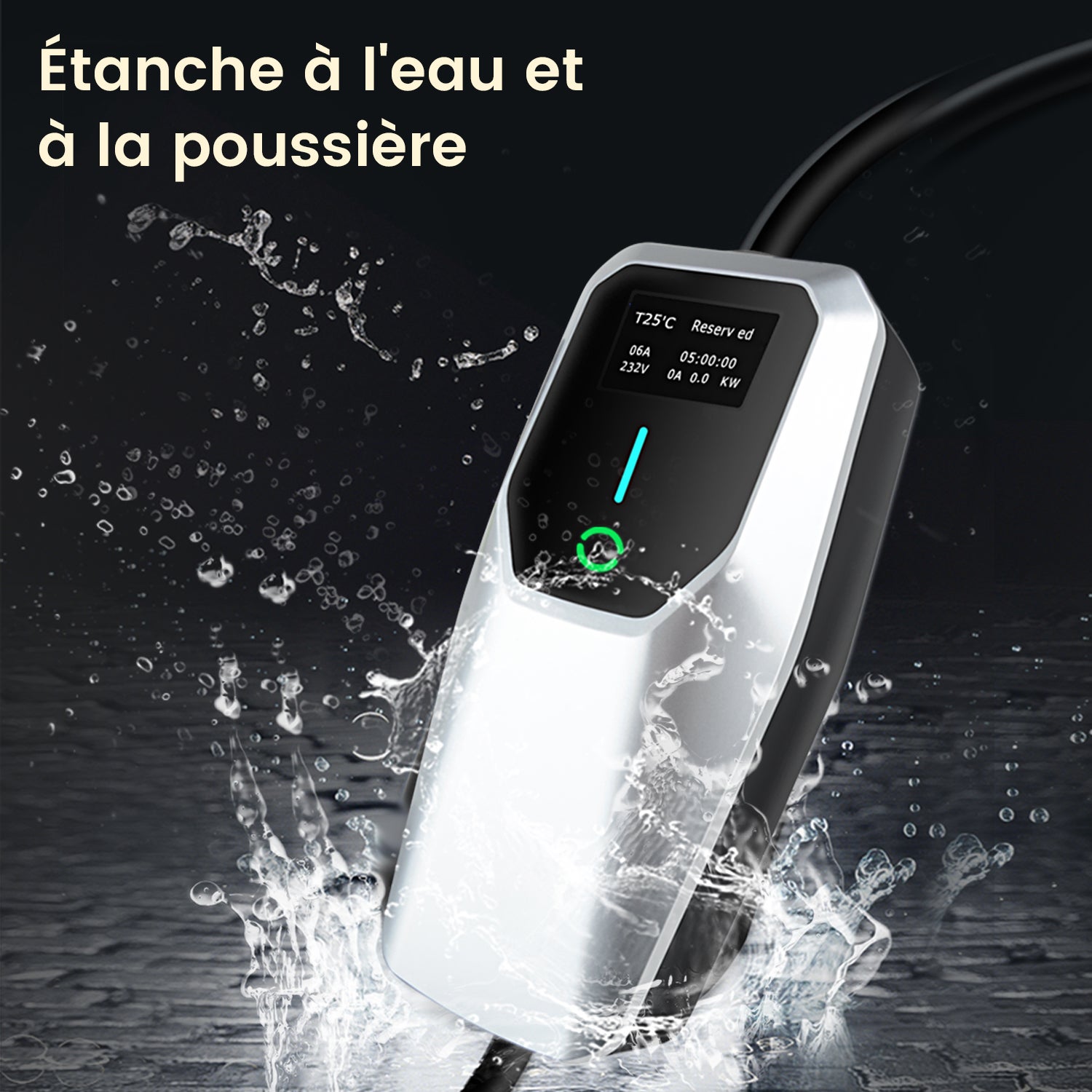 AWESAFE Carregador Portátil para Veículos Elétricos 7 kW 32A Monofásico Tipo 2 - Cabo de 5m com tomada Schuko, Certificação IEC62196 & IP67 - 7