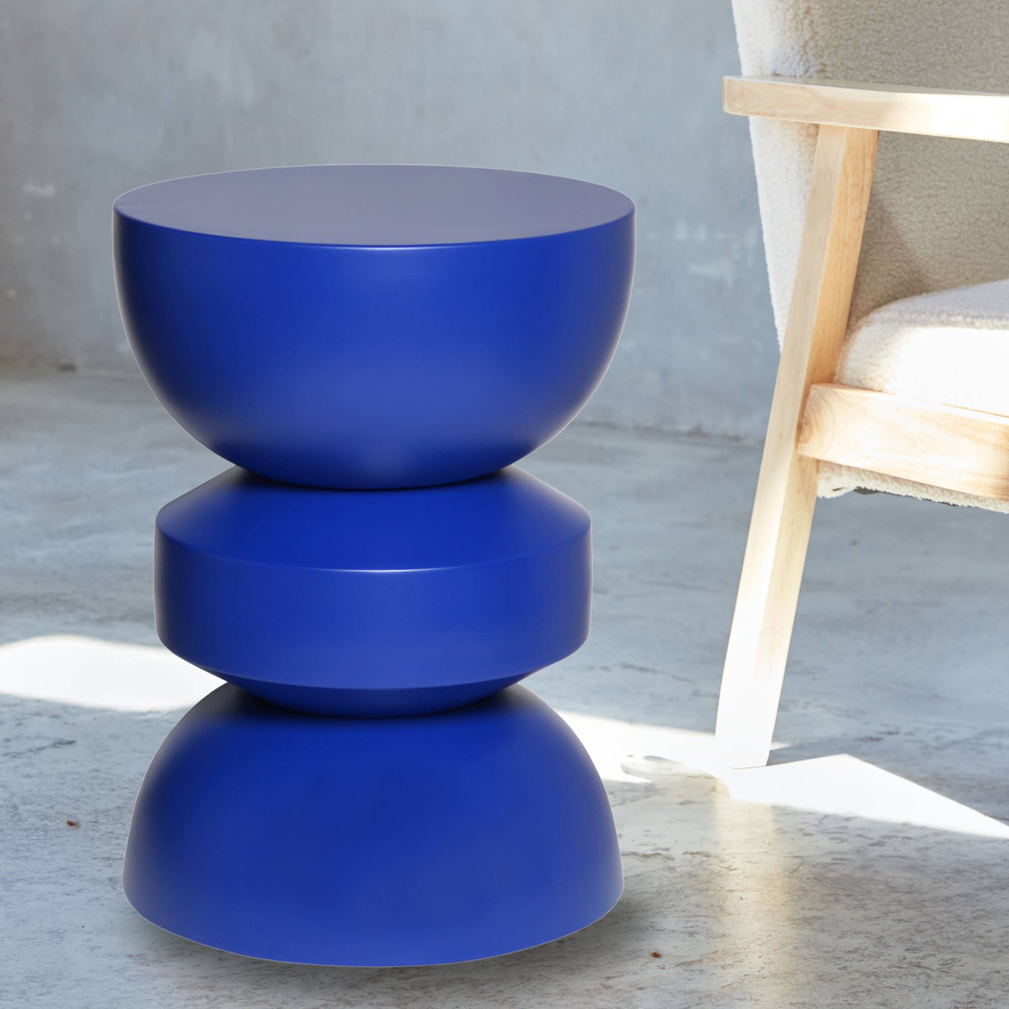 Table d'appoint. bout de canapé. table de chevet en métal. bleu. Assa. Ø32 x H 43.5cm - 2