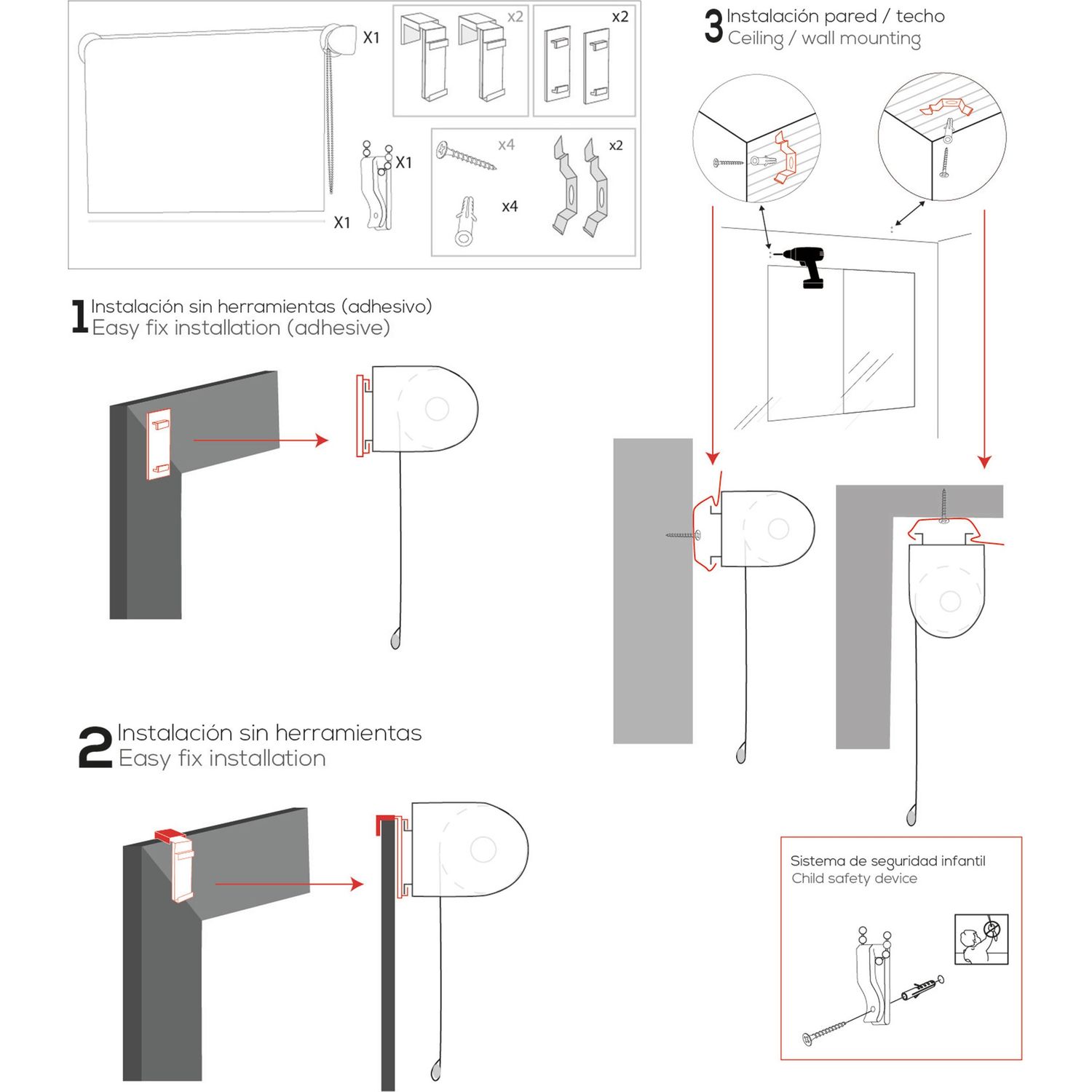 ECOMMERC3 | Tenda Liscia Traslucida Easyfix Misura 62x180 Larghezza x Altezza - Tenda SENZA ATTREZZI Tessuto Misura 59x175 - 6