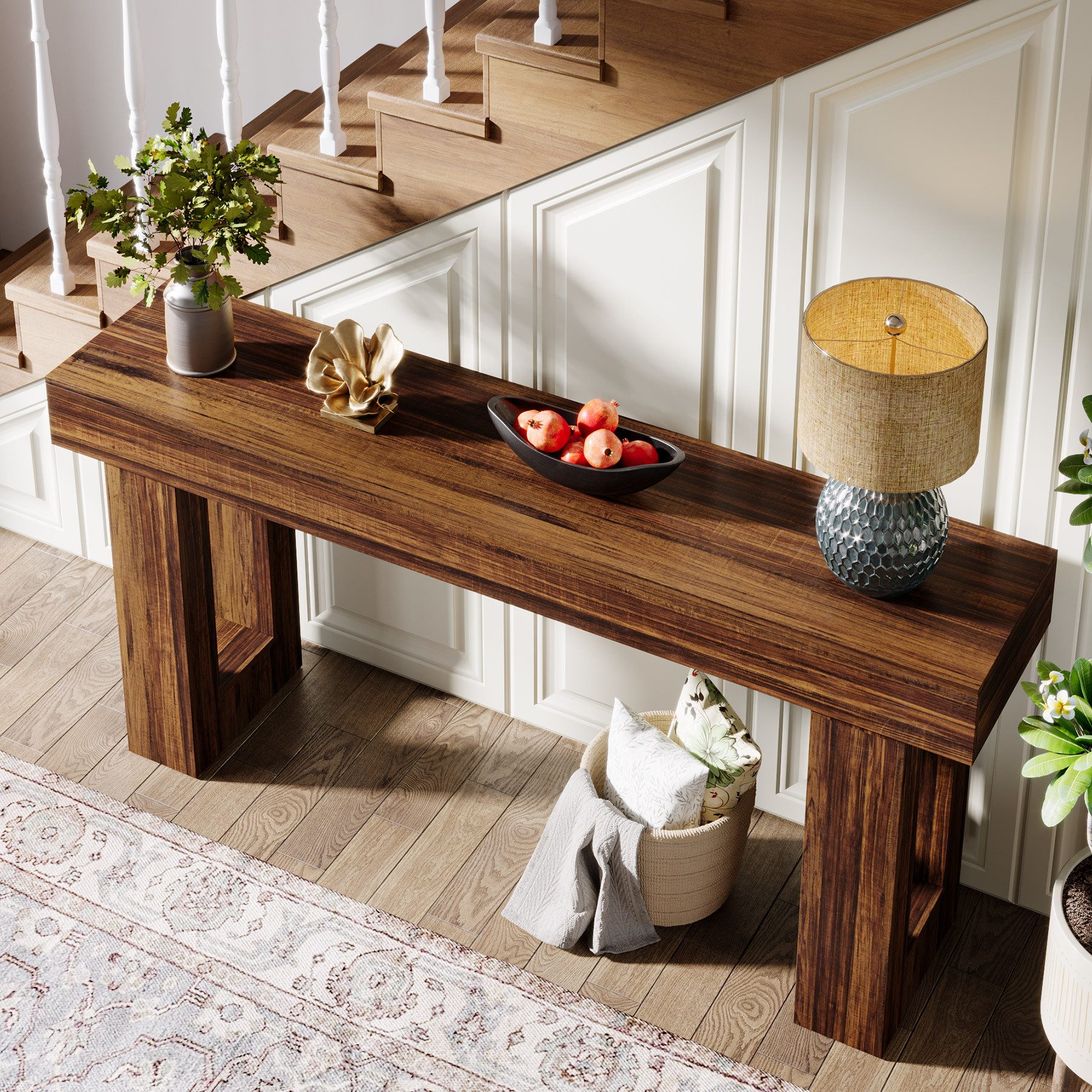 Table console 160 cm Table longue, table de couloir pour entrée - 7