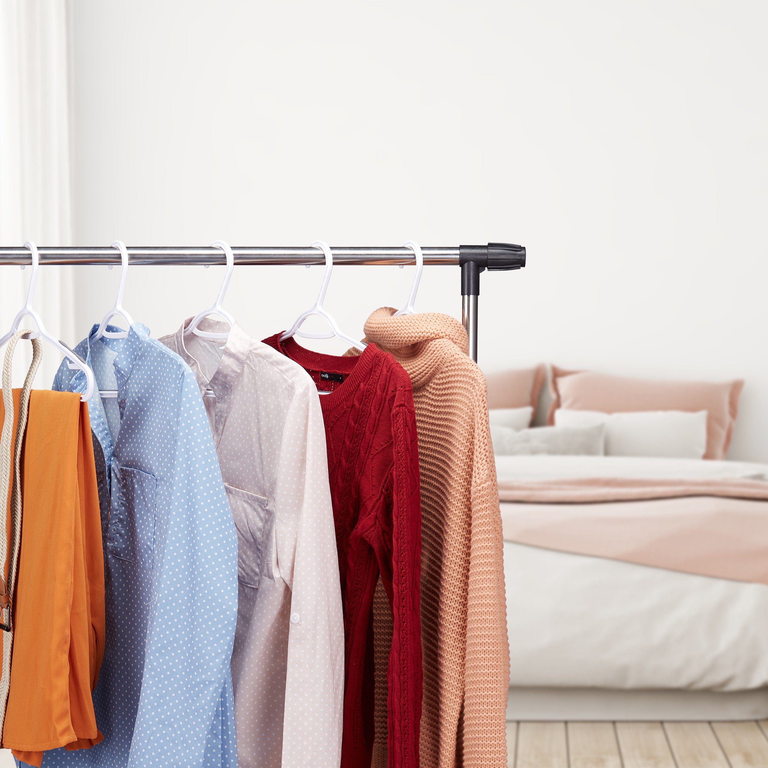 100x Grucce Appendiabiti, Stampelle in Plastica, Asta per Pantaloni Gonne Cravatte, Antiscivolo, Bianche - 5