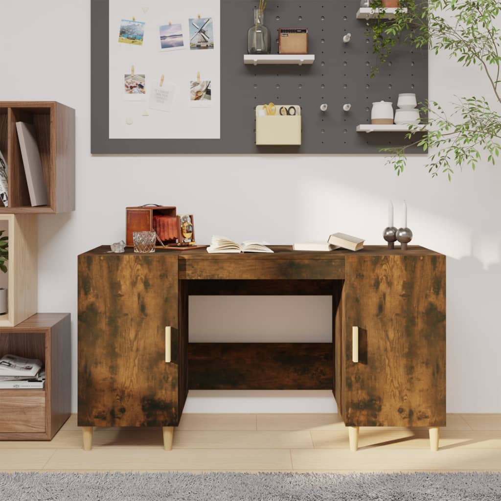 Bureau，Table de travail，Table d'étude Chêne fumé 140x50x75 cm Bois d'ingénierie CWV36352 - 2